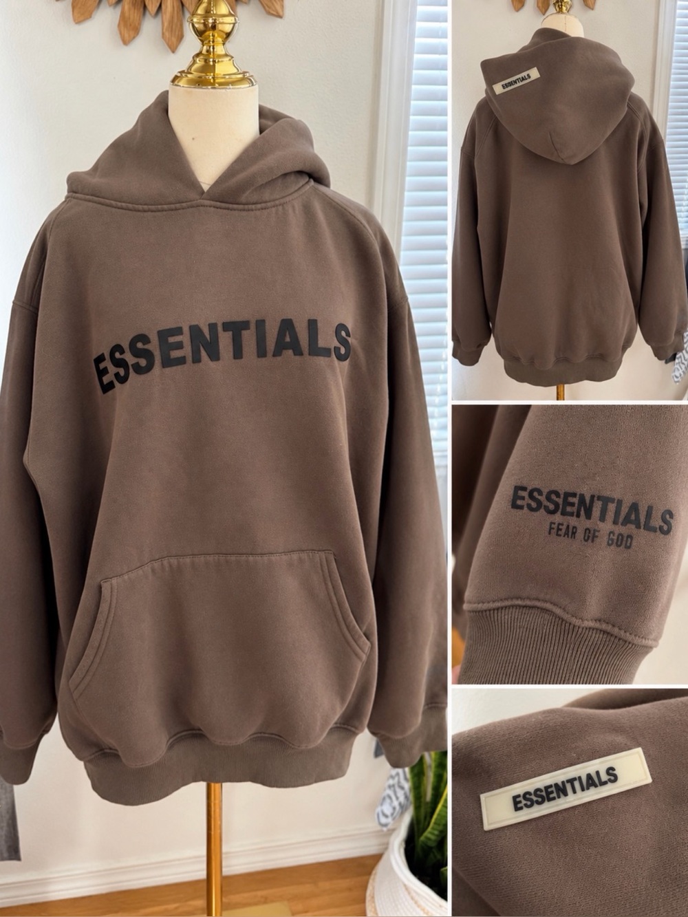 Fear of God Essentials Men’s Brown Oversized Hoodie Medium